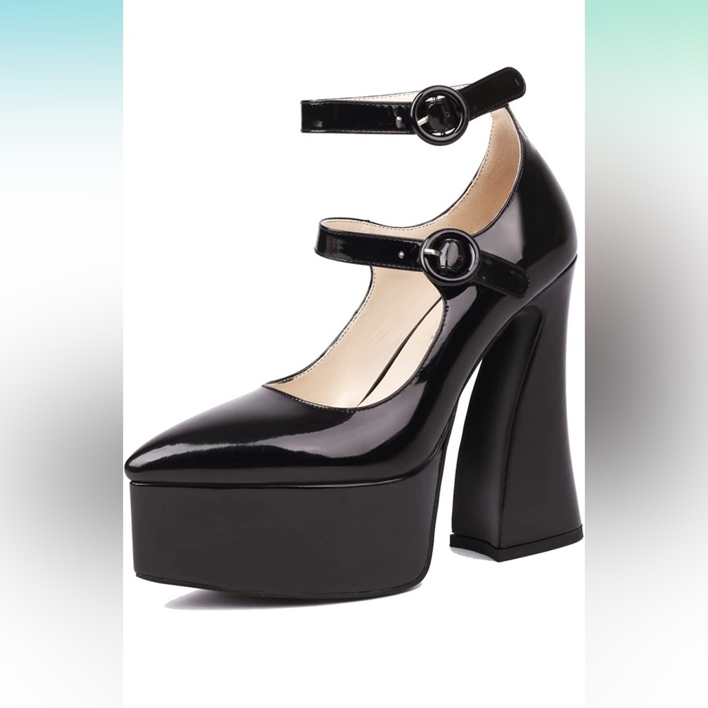 Shagal Dress Platform Heels Chunky Heel Closed Toe Mary Jane Shoes